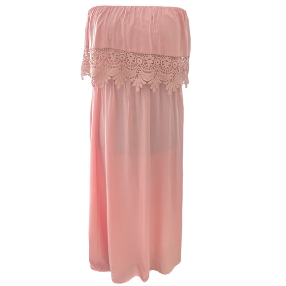 Belcci Powdery Pink Halter less Maxi Dress with Lace Sz: M - Picture 1 of 7